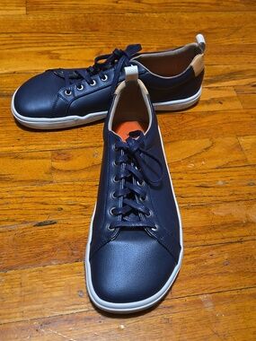 Origo Barefoot The Everyday Sneaker Navy Leather Minimalist Shoes Sz 10.5